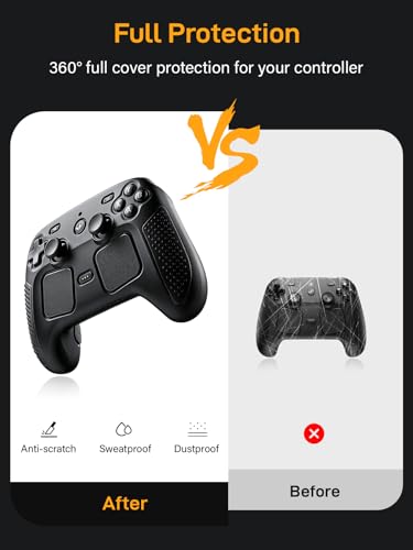 Grip Case for 2026 Steam Controller 2 Accessories, Protective Cover Shell Silicone Skin, Black