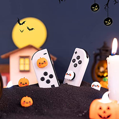 GeekShare Switch Accessories Kawaii Pumpkin Ghost Silicone Thumb Grips & Joystick Covers Compatible with Switch/OLED/Lite (4PCS) - Spooky for Gamers - color: Pumpkin