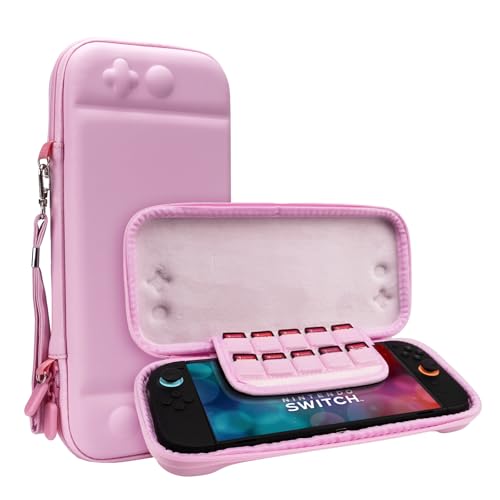 FIWWAT Switch 2 Case Carrying Case for Nintendo Switch 2, Slim Hard Shell Travel Protective Bag, Lightweight Portable Cover with 10 Game Slots, Smooth Easy to Clean, Pink - color: Pink, size: for Nintendo Switch 2 2025