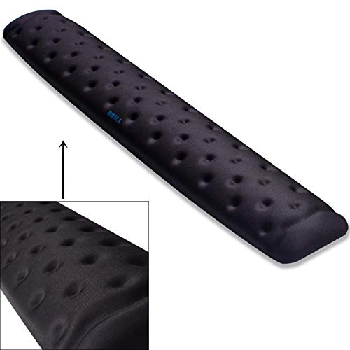 BRILA Keyboard Wrist Rest Support Cushion Pad for Computer, Laptop, Office Work, PC Gaming - Memory Foam Gel with Massage Holes Design - Non-Slip Easy Typing Wrist Pain Relief (Black Keyboard Pad) - color: Black