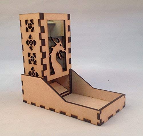 Dragon Mini Dice Tower v2 Glass Green Acrylic Window Laser Cut MDF Unique Fast Shipping