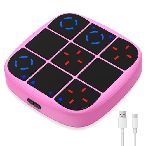KOQQQ Rechargeable Tic-Tac-Toe Bolt Game, Upgraded 4-in-1 Handheld Puzzle Console, Electronic Educational Memory Game, Portable Travel Car Ride Board Games for Kids Adults (Pink) - color: Pink, size: Charging