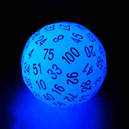 Bescon Glowing Polyhedral 100 Sided Dice - Acid Blue, Luminous D100, Glow in Dark Gaming Cube - color: Blue Glowing in Dark