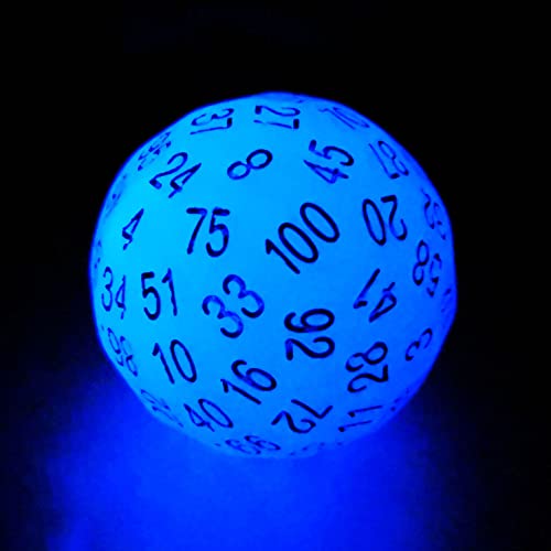 Bescon Glowing Polyhedral 100 Sided Dice - Acid Blue, Luminous D100, Glow in Dark Gaming Cube - color: Blue Glowing in Dark