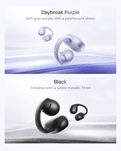 SHOKZ OpenDots Air Open-Ear Clip-On Bluetooth Earbuds, Purple,Touch Control | Deep bass, secure fit, 36h playback, Bluetooth 6.1, AI noise reduction, IP55 - color: Daybreak Purple