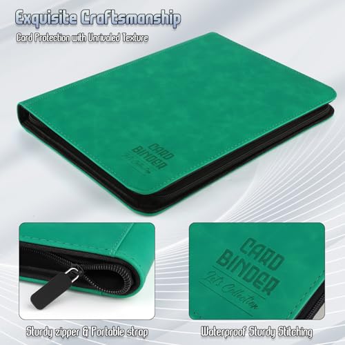 Trading Card Binder, Premium 9 Pocket Double Sided 540 Pocket PU Card Collection Binder, Collectible Trading Card Albums for MTG, TCG, Sport Card, Game Cards (Emerald) - color: Emerald