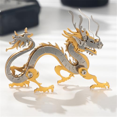 Zodiac Dragon 3D Metal Puzzle, Golden, 51 Pieces | DIY toys, Stainless Steel, Handmade puzzle,Model Kits, Building Blocks ,Assembly Gift for Adult - color: Zodiac Dragon Golden