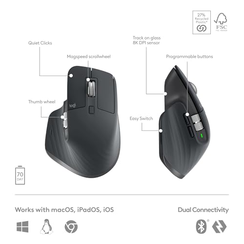 Logitech MX Keys S Combo - Performance Wireless Keyboard and Mouse with Palm Rest, Customizable Illumination, Fast Scrolling, Bluetooth, USB C, for Windows, Linux, Chrome, Mac,Color Graphite.