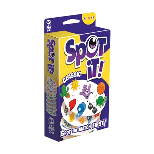 Asmodee Spot It! Classic Card Game (2024 Refresh) - Pocket Eco Edition, 5-in-1 Visual Perception Game for Quick Reflexes and Family Fun, Ages 6+, 2-8 Players, 10 Minute Playtime - style: New Edition