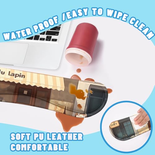 Kawaii Bunny Desk Mat Set Cozy Cartoon Bunny Cafe Mouse Pad with Wrist Rest 4in1 Desk Mat for Desktop Ergonomic Keyboard Wrist Support Anti-Slip Computer Ergonomic Mouse Pad Home Office Gaming - color: Kawaii Bunny