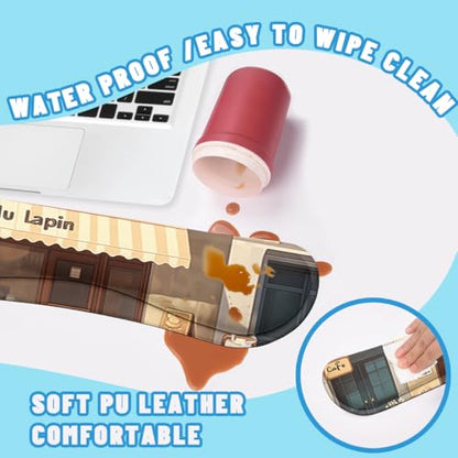 Kawaii Bunny Desk Mat Set Cozy Cartoon Bunny Cafe Mouse Pad with Wrist Rest 4in1 Desk Mat for Desktop Ergonomic Keyboard Wrist Support Anti-Slip Computer Ergonomic Mouse Pad Home Office Gaming - color: Kawaii Bunny