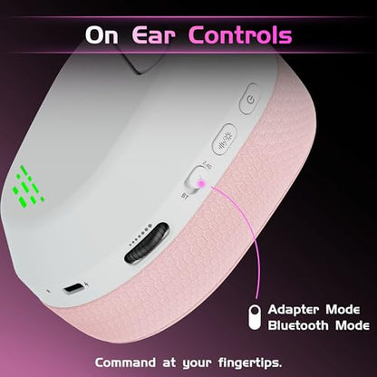 Gvyugke Wireless Gaming Headset for Xbox Series X/S, Xbox One, PS5, PC, Bluetooth 6.0 Gaming Headphones with Flip-to-Mute Noise-Canceling Mic, 70-Hour Playtime, Foldable, 3D Surround Sound - Pink - color: Pink