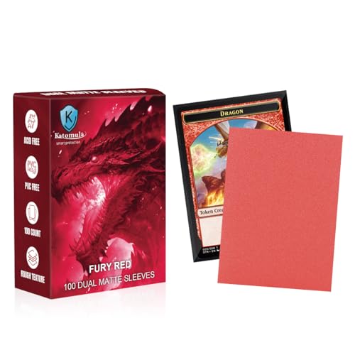 Fury Red Dual Matte Card Sleeves, Katomula Card Sleeves for MTG, Standard Card Sleeve for MTG, PKM, Flesh & Blood - color: Fury Red