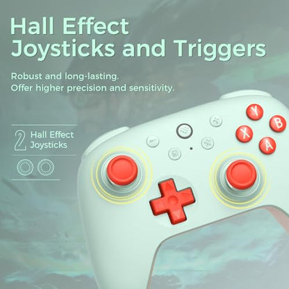 AKNES 8Bitdo Ultimate 2C Wireless 2.4G Controller for Windows PC and Android, Gamepad with Hall Effect Joysticks and Hall Triggers, 1000Hz Polling Rate, Remappable L4/R4 Bumpers - Mint | Gamepad with Hall Effect Joysticks and Hall Triggers, 1000Hz Polling