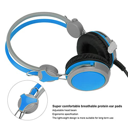 Gaming Headset with Noise Cancelling Features Ergonomic Wired Game Headphone for PC and Skype 40mm Drivers (Blue) - color: Blue