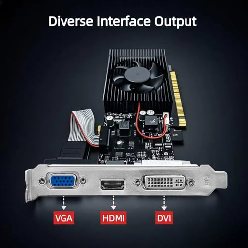 XUANMO NVIDIA GeForce 2.0 GT610 Low Profile PC 2GB Graphics Card 64bit 810MHZ, 2560x1600 PC Video Card, PCI Express 2.0, DVI VGA HDMI Video Gaming Graphics Card - color: GT610 2GB