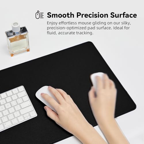 Reniteco Large Office & Gaming Mouse Pad, 35.4" x 11.8" Desk Mat, Black | Anti-Fray Stitched Edges, Premium Textured Surface, Non-Slip Rubber Base, Water and Stain Resistant Protection - color: Black, size: 35.4''x11.8''x0.12"