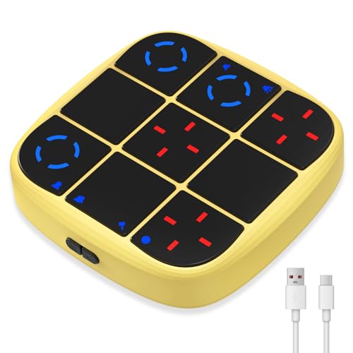 KOQQQ Rechargeable Tic-Tac-Toe Bolt Game, Upgraded 4-in-1 Handheld Puzzle Console, Electronic Educational Memory Game, Portable Travel Car Ride Board Games for Kids Adults (Yellow) - color: Yellow, size: Charging