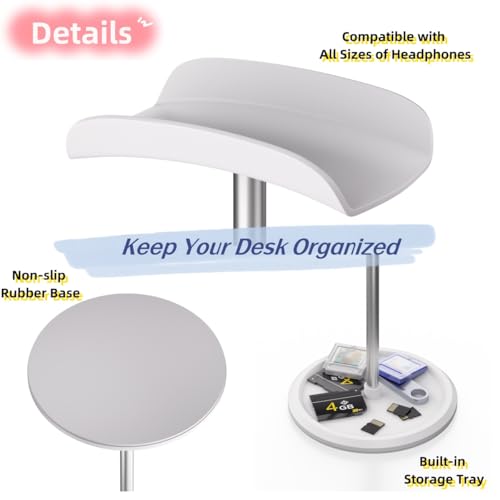 Headphone Stand【1PACK】 Headphone Holder with Storage Tray Compatible for Max Pro, Beats, Bose and Most Gaming Headphones. 【No Tools Required】 YO-2 (White)