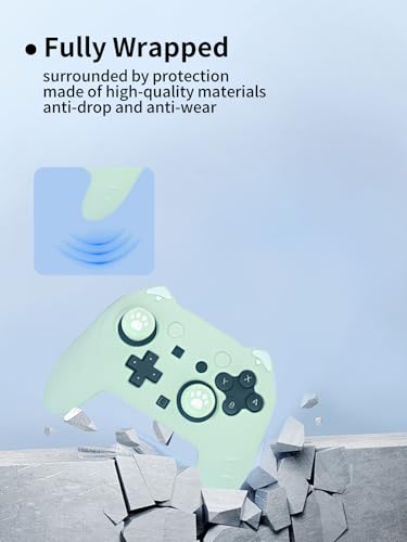 Case for Nintendo Switch 2 Pro Controller,UYRUREL Premium Sillence Material,Shock-Absorbing and Anti Drop Protection Soft Shell,with Stickers and Thumb Grips,Green. - color: Green