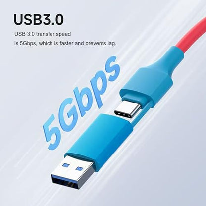 Capture Card USB C to USB-A/C 4K Video Capture Card USB 3.0, Supports 100W Fast Charging, Video Recording for Gaming, Streaming, Recording, Compatible with Switch, Steam Deck, iPad
