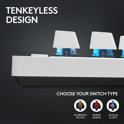 Logitech G PRO X TKL Lightspeed Wireless Gaming Keyboard (Tactile) - White | Lightspeed wireless, Ultra-Portable Tenkeyless Design, LIGHTSYNC RGB, PBT keycaps, Tactile Switches - color: White, size: TKL - Wireless, style: Tactile