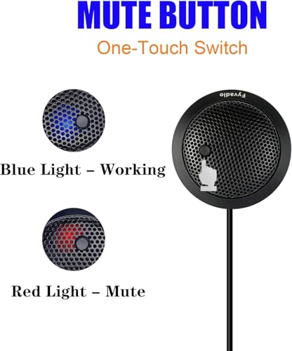 Conference USB Microphone, USB Microphone for Computer, 360° Omnidirectional Condenser PC Laptop Mic with Mute Button for Online Meeting/Class, Zoom Call, Skype Chatting, Plug & Play
