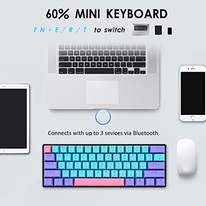 surmen GT61 60% Mechanical Gaming Keyboard 60 Percent RGB Backlit Hot-Swappable Wireless/Wired Compact Mini Keyboards Bluetooth 5.0 Keyboard Programmable/N-Key Rollover (Red, Joker) - color: Joker-Red Switch
