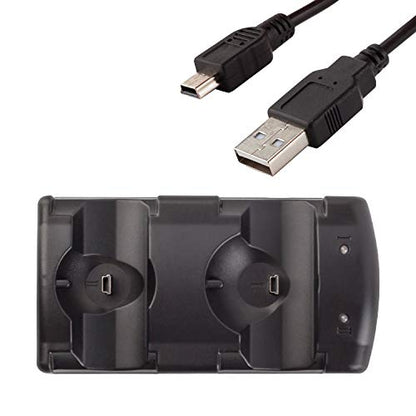 Controller Charger Station for PS3, Charging Dock for PlayStation 3 Dual Controller and Move with LED Light Indicator and Charging Cable