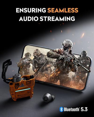 GravaStar Sirius Plus True Wireless Earbuds, Bluetooth 5.3 Active Noise Cancellation ANC Headphones, 28H Playtime, ENC Clear Call, Customization App, IPX4 for Sports/Work -Yellow - color: War Damaged Yellow
