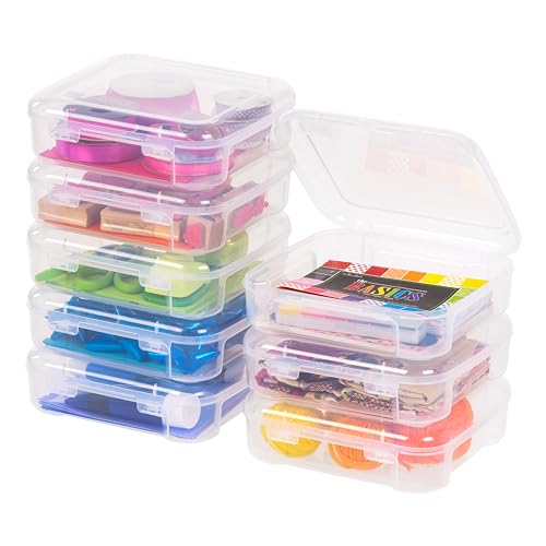 IRIS USA Scrapbook Case |Made in USA| Fits 6"x6" - Thick (8-Pack) - Clear | Portable Plastic Organizers with Built-In Handles for Small Paper, Art, Craft Supplies & Photos - color: Clear, size: 8 Cases (6"x6")