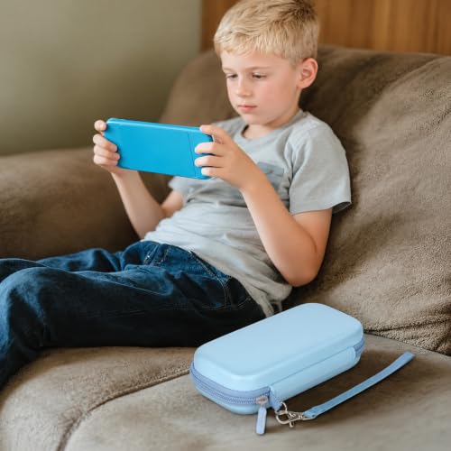 casmilee Handheld Game Console Case for WELLST·G/TaddToy/Beijue | Hard Shell, Padded Divider and Mesh Pocket, Carabiner Carry, for Kids and Adults, Case Only, Light Blue - color: Light Blue