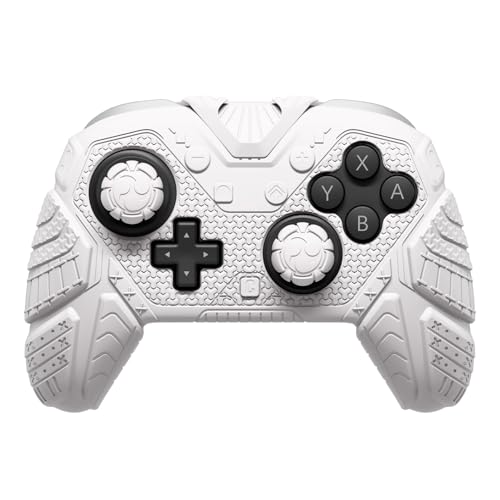 PlayVital for Nintendo Switch 2 Pro Controller Skin Cover – Samurai Armor Edition Silicone Case for Switch 2 Pro Controller with Back Button Caps & Thumb Grip & Sticker, Shockproof - White - color: White