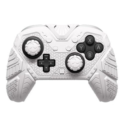 PlayVital for Nintendo Switch 2 Pro Controller Skin Cover – Samurai Armor Edition Silicone Case for Switch 2 Pro Controller with Back Button Caps & Thumb Grip & Sticker, Shockproof - White - color: White