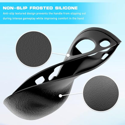 Switch 2 Controller Handle Silicone Case, Frosted Switch 2 2025 Protective Cover for Left and Right Grip Controller and 2 Thump Caps, [2 Pieces] Soft Replacement Shell - Black - color: Black-Black