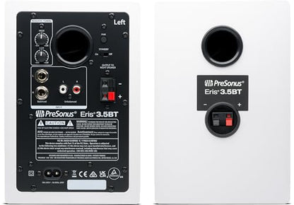 PreSonus Eris 3.5BT Studio Monitors, Pair — 3.5" Inch Powered Speakers, Bookshelf Speakers, Stereo, Desktop Computer, Near Field Music Production, Audio Mixing Recording | 3.5 Drivers, 25W per Side, Trs and Rca Rear Inputs, Front 1/8 Aux and Headphone Jac