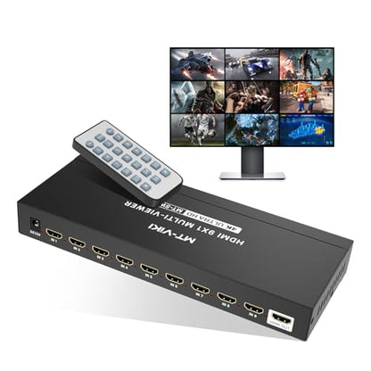 MT-VIKI 4K HDMI Multi-Viewer 9x1 w/IR Remote, 4K@30Hz Seamless HDMI Switcher 9 in 1 Out for PS4/PS5/Security Camera - size: 9x1 w/ IR Remote