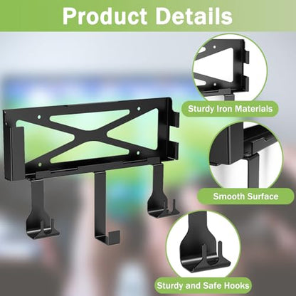 PS4 Original Console Wall Mount Bracket Kit(Old Model) | Comes with detachable dual controller holders and headphone hanger, mount near or behind TV