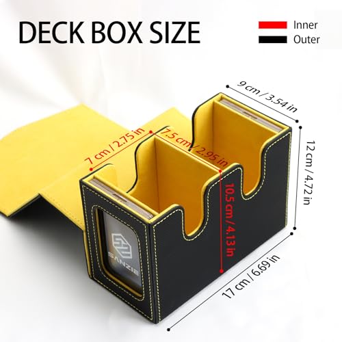 SANZIE Card Deck Box for MTG Commander Deck Box with 2 Toploaders (Black) | Card Storage Box with Commander Display, Fits 240+ Single Sleeved Trading Cards, PTCG TCG Deck Box for Trading Cards - color: Black