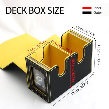 SANZIE Card Deck Box for MTG Commander Deck Box with 2 Toploaders (Black) | Card Storage Box with Commander Display, Fits 240+ Single Sleeved Trading Cards, PTCG TCG Deck Box for Trading Cards - color: Black