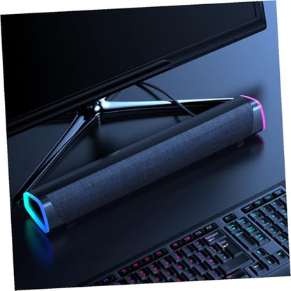 Angoily Sound Bar for Wired Speaker Dual Horn Design Immersive Gaming Sound Compact Laptop Speaker - color: Black