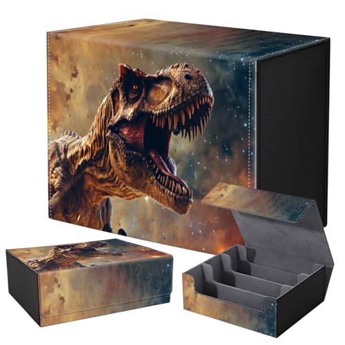 Strong Magnet for TCG MTG Commander Deck Box Playing Card Case Organizer Trading Card Case Creative Pattern Trading Card Storage Box for Collectible Games Up to 2400 Cards,A Mad Tyrannosaurus Rex - color: A Mad Tyrannosaurus Rex