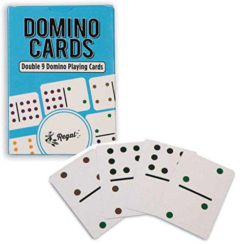 Regal Games - Double 9 Domino Playing Cards - Colored Dots Deck - Family-Friendly Domino Card Game - 2-8 Players - Ages 8+ - 55 Card Deck - 3.5” x 2.5” - color: Double 9 Dominoes