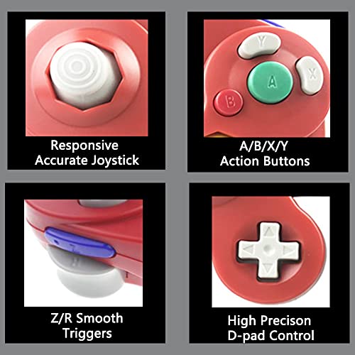Reiso Classic NGC Wired USB Controller for Windows PC MAC (Red) - color: Red