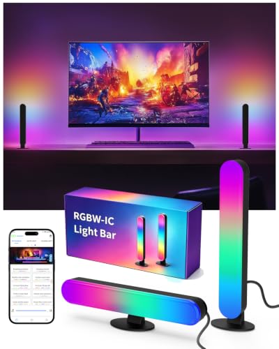 BASON LIGHTING Smart Light Bars, RGB LED Streaming Light with Music Sync, Bluetooth RGB-ICW Desk Light, Gaming Lights for PC, TV, Mood Lighting, USB Powered for Room Decoration.