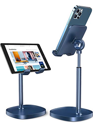 LISEN Cell Phone Stand, Phone Holder for Desk, Blue Gaming Accessories | Desk Organizers and Accessories, Room Accessories, Adjustable Cell Phone Stand Compatible with Switch iPad, 4-10 in Devices - color: Blue