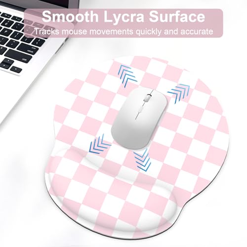 Ergonomic Mouse Pad with Wrist Rest and Keyboard Wrist Rest, Mousepad and Wrist Rest for Computer Keyboard, Pain Relief, Non-Slip Base, Mouse Pad with Wrist Support for Gaming, Office, Pink Checkered - color: Pink Checkered