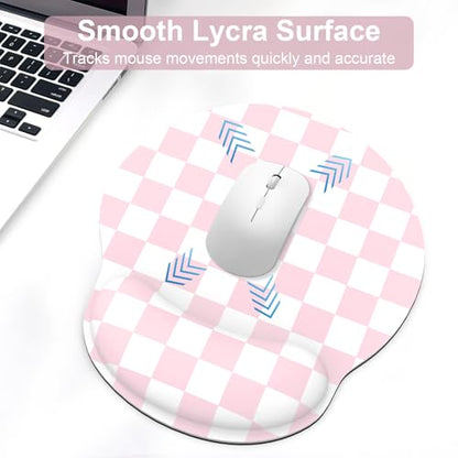 Ergonomic Mouse Pad with Wrist Rest and Keyboard Wrist Rest, Mousepad and Wrist Rest for Computer Keyboard, Pain Relief, Non-Slip Base, Mouse Pad with Wrist Support for Gaming, Office, Pink Checkered - color: Pink Checkered