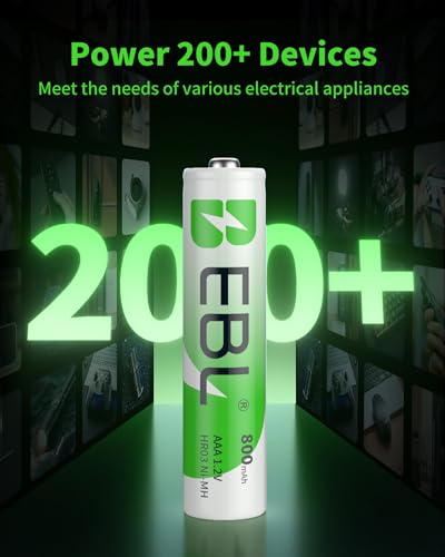 EBL AAA Rechargeable Batteries Ni-MH 1.2V 800mAh 12 Pack | Mercury-Free, 1200 Cycles, Low Self-Discharge, AAA Size, Compatible with Gaming Controllers Toys Small Household Gadgets - size: 12 AAA