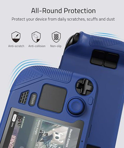 Syntech Protective Case Compatible with Steam Deck Accessories Console OLED/LCD, All-Round Protection with Non-Slip Thumb Grips, Silicone Cover for Enhanced Fit and Alignment-Navy Blue | Upgraded Zero-Gap Fit Fixes Edge Sagging, All-Round Shock Absorption